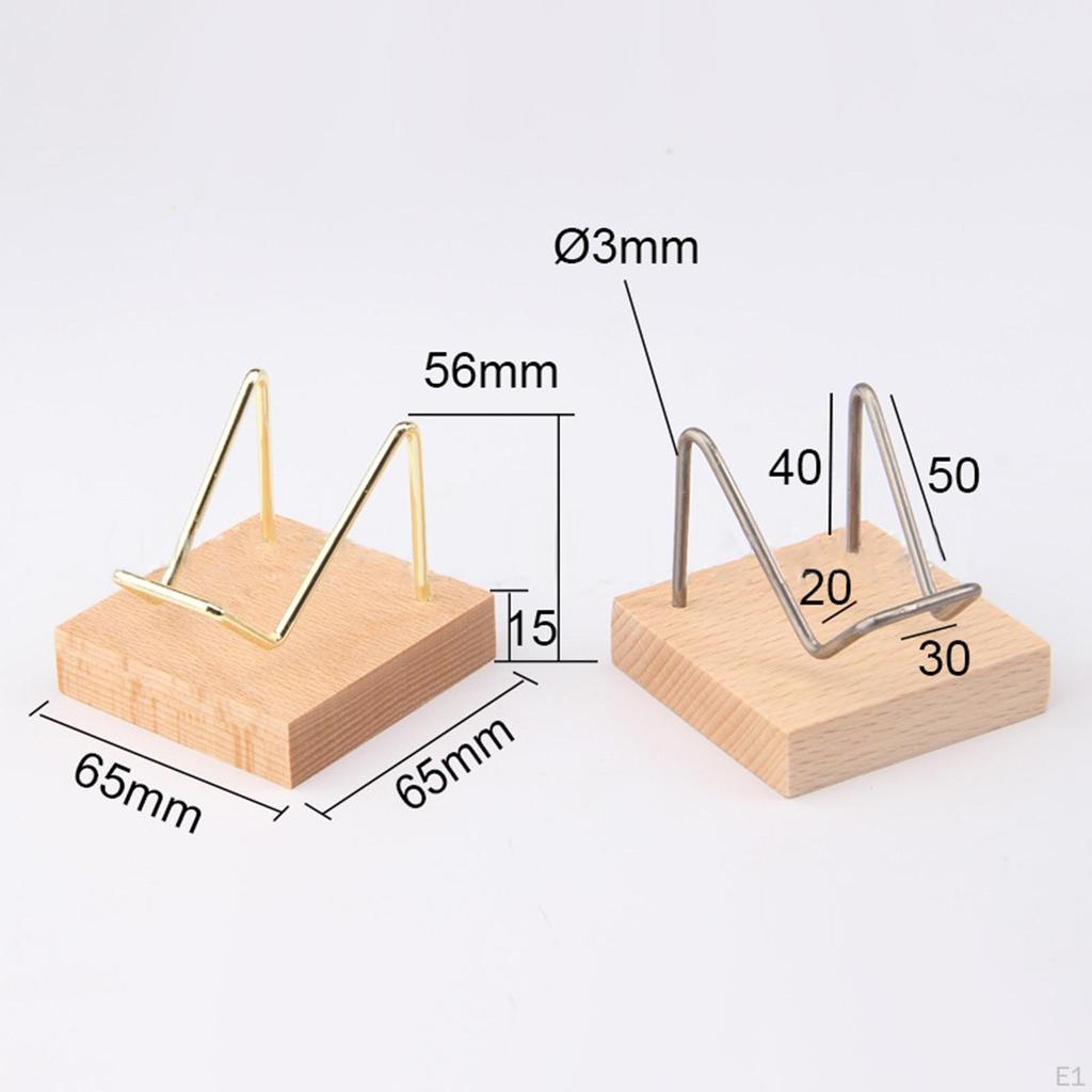 Display Stands, Beech Base Metal Arm for Crystal Cluster Agate Crafts Small Collectibles