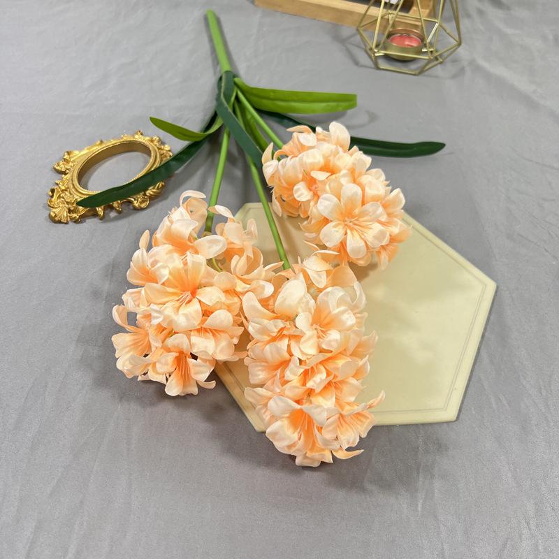 5pcs  Artificial Hyacinth Orientalis Flower Branch with Green Leaves Three Forks Hyacinth