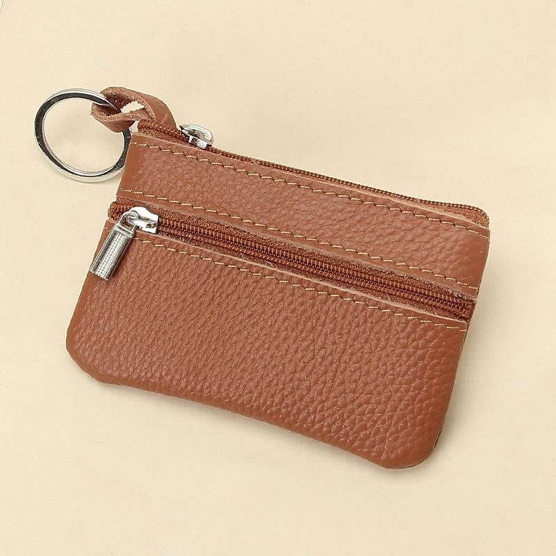 

Ультратонкий женский кошелек для монет из коровьей кожи высшего качества - Натуральная кожа, Однотонный, Мини на молнии