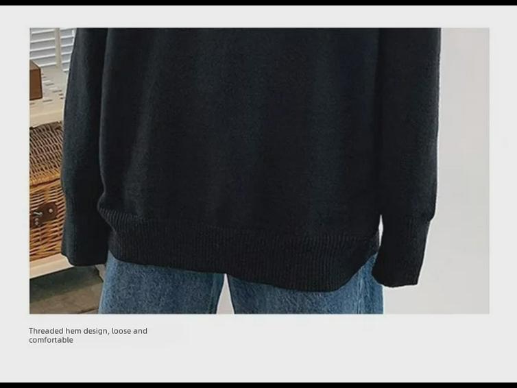 Męski sweter z wysokim dekoltem w stylu koreańskim: Modna koszulka bazowa na jesień/zimę 2022, półdziergana