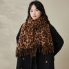 New retro leopard print imitation cashmere fringed scarf women's autumn and winter thickened warm American Spice Girl scarf shawl