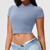 American front shoulder sports T-shirt female slim fit fitness top breathable high elastic running yoga clothes short sleeves