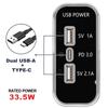 3 Ports 24W PD Type-C 2.1A 1A USB Car Charger Socket 12/24V for Motorcycle Auto Truck ATV Boat RV Bus Power Adapter Outlet