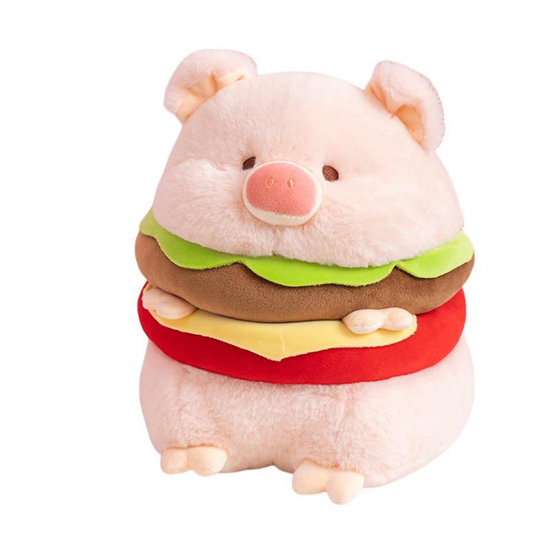 Cute, Pink and Multi-layered Hamburger, Cute Piggy Doll Plush Toy, Birthday Gift, Festival Pillow Sand