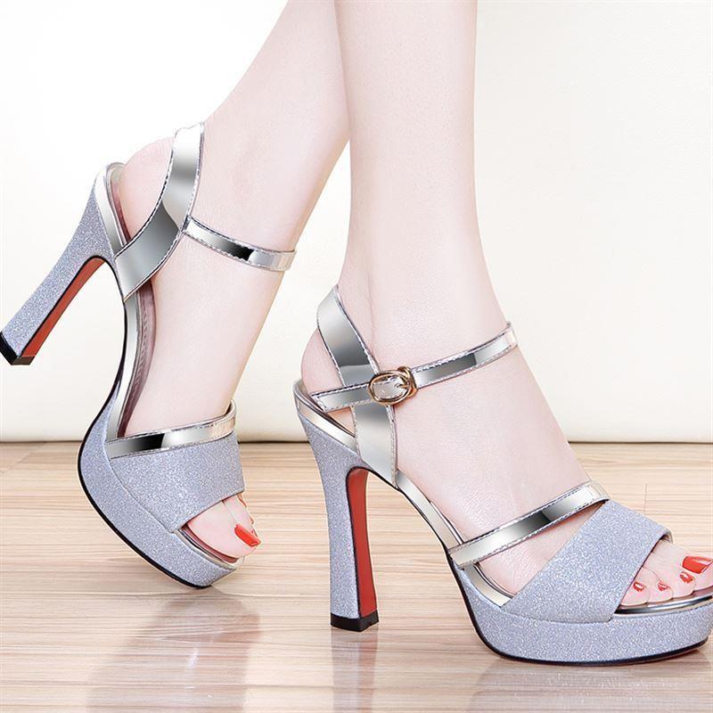 Fashion 2025 Women Korean Version Waterproof Platform 11.5CM High Heels Summer Sexy Fish Mouth Sandals Gold Luxury Ladies Sandals Shoes