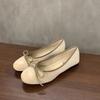 Fashion SUOJIALUN Autumn Women Flat Shoes Fashion Bow-knot Round Toe Shallow Slip On Ladies Boat Shoes Soft Flat Heel Dress Ballerinas S