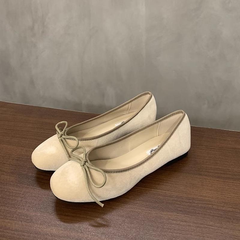 Fashion SUOJIALUN Autumn Women Flat Shoes Fashion Bow-knot Round Toe Shallow Slip On Ladies Boat Shoes Soft Flat Heel Dress Ballerinas S