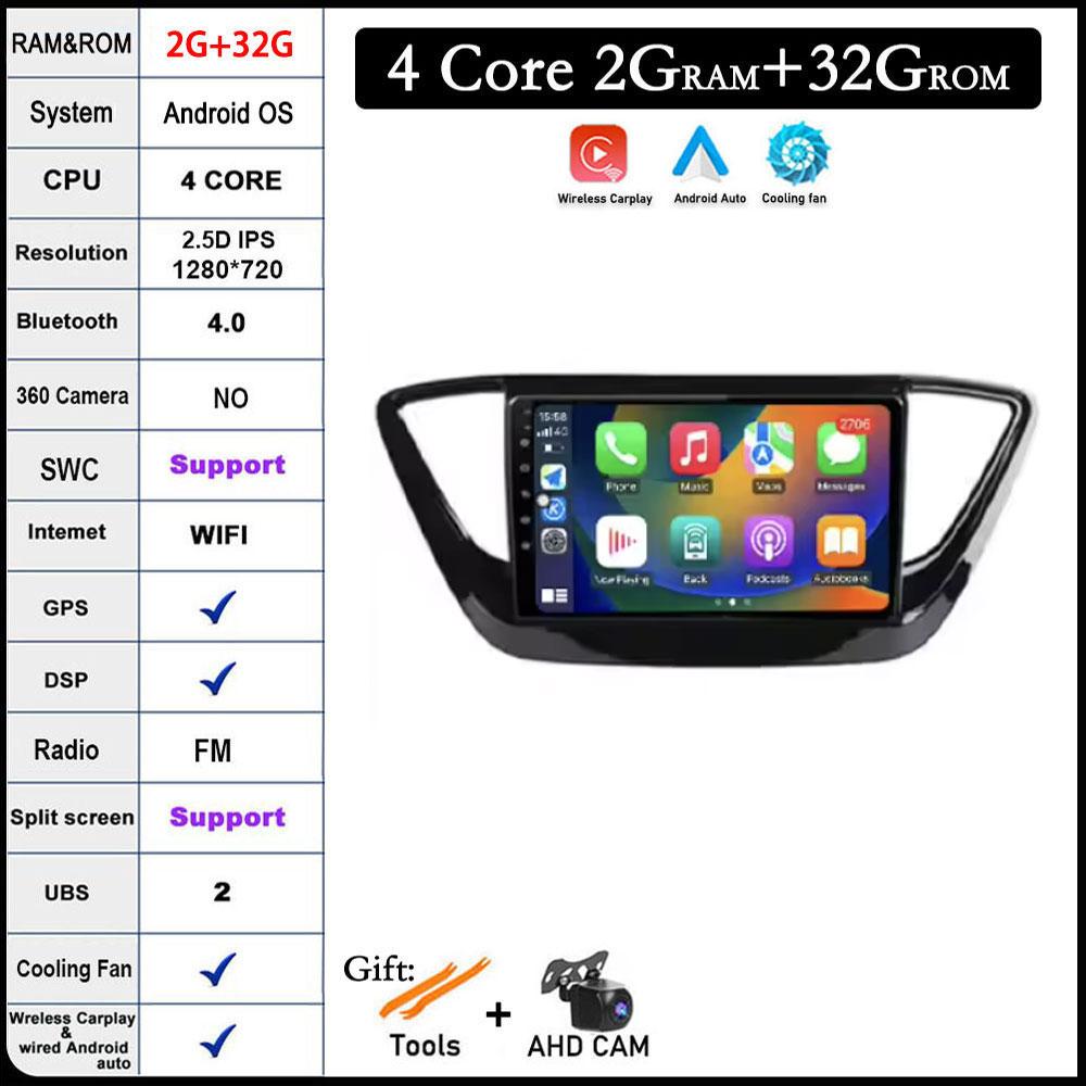 9 Lnch For Hyundai Solaris 2 2017 2018-2020 Android 14 Car Radio Video Multimedia Navigation GPS Stereo Screen Auto