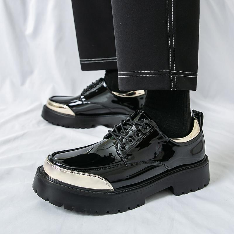 Fashion Fashionable New Men's Round Headed Cowhide Casual Leather Shoes Luxury Brand Men's Comfortable Thick Soled Lace Up Oxford Shoes