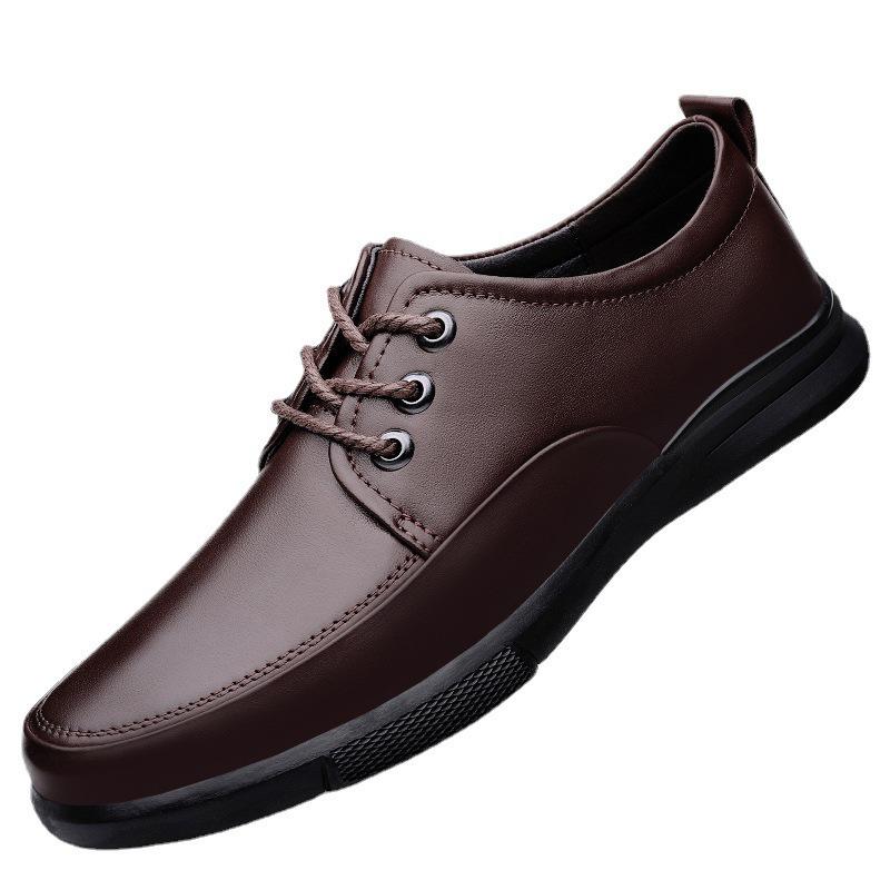 Autumn New Men’s Breathable Leather Loafers - Soft Sole Cowhide Casual Shoes for Middle-Aged Men