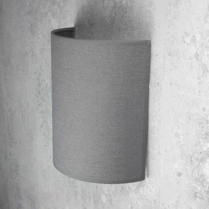 Applique murale - alice - moderne - abat-jour en tissu gris - culot e27 - 60w max