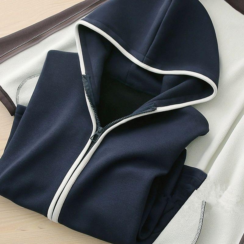 

Versatile Plus Size Slim-Fit Zip-Up Cardigan Sweatshirt - Layered Warmth for Spring & Autumn, Casual Jacket, Waist-Cinching Sports Top. XXXL for 140-165 jin
