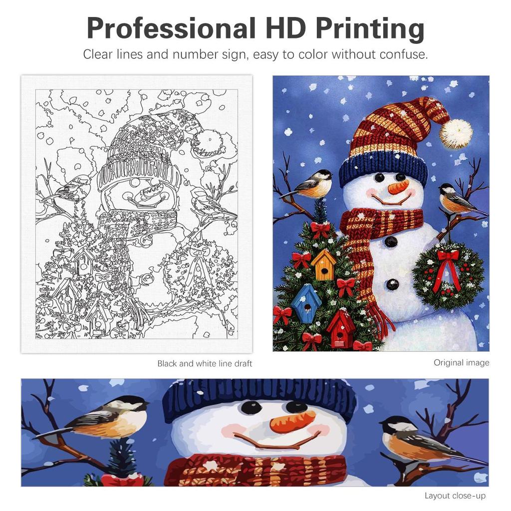 Frame Painting By Numbers For Adults Starter Kit Christmas Gift Wall Art Picture Numbers Painting Snowman For Home Decors 40x50