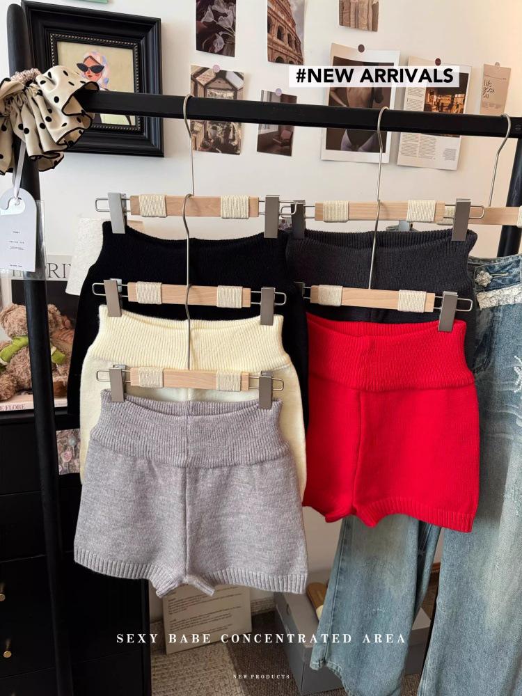 Damen High-Waist Wollstrick-Shorts - 5 Farben, Vielseitige Schlankmachende Sportbekleidung