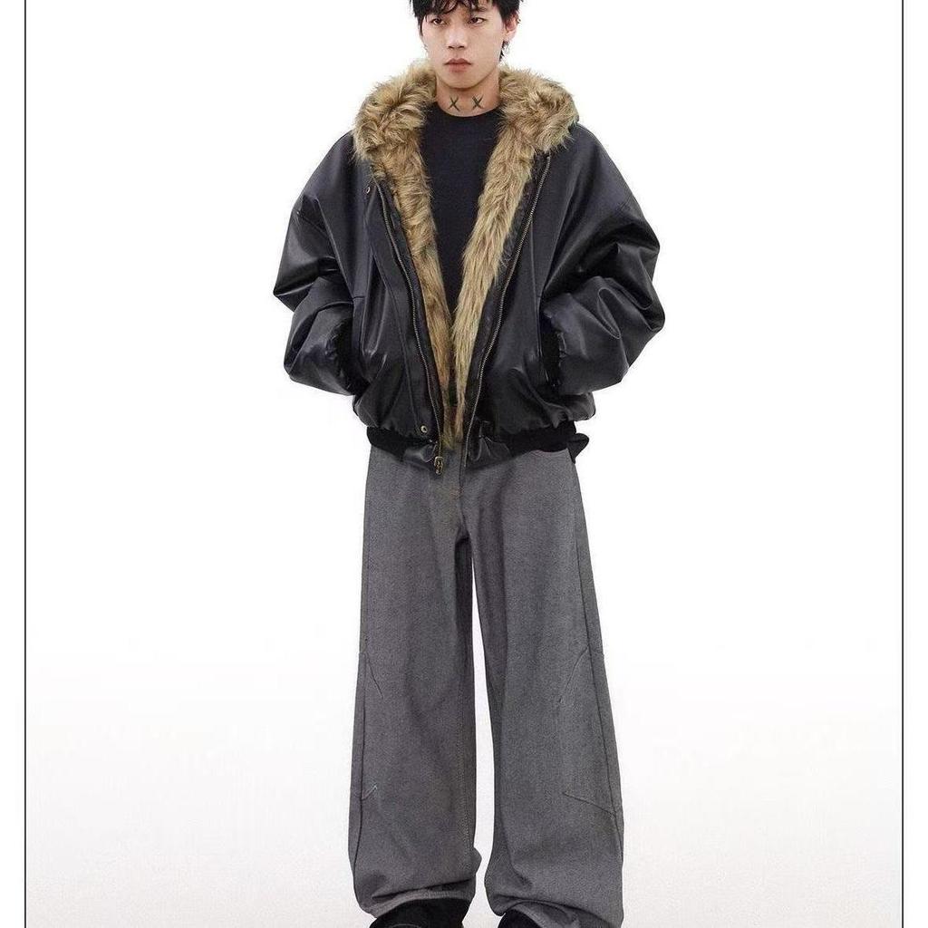 Zuo Shan American Style Double-Sided Winter Jacket for Men - Cotton & Plush