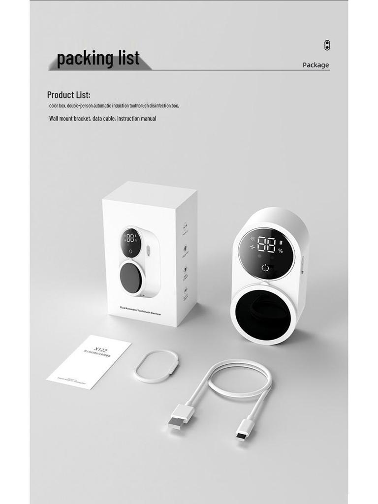 Smart Wall-Mount Electric Toothbrush Holder with UV Sterilizer and Air Dryer