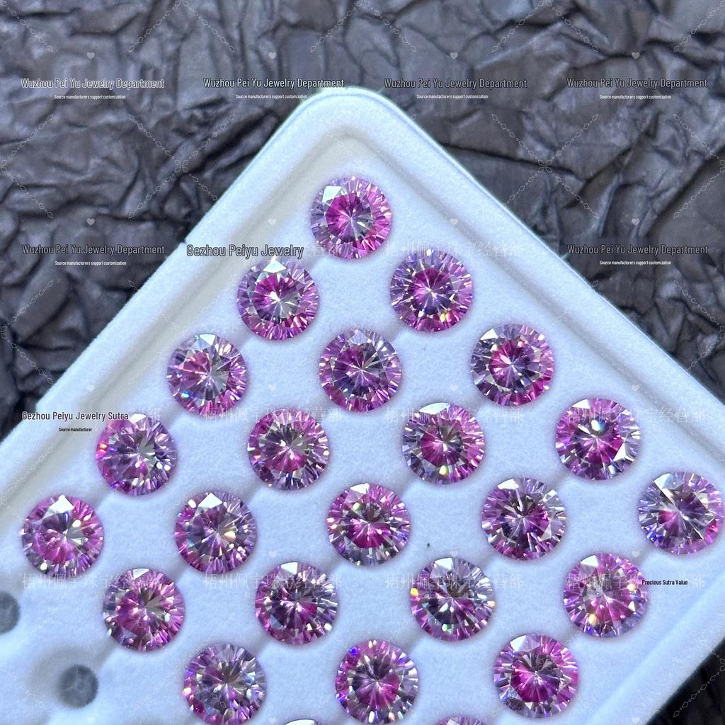 6/8mm Round Gradient Zircon Earrings: Sparkly DIY Nail Art Jewelry with Eight Hearts & Arrows Design