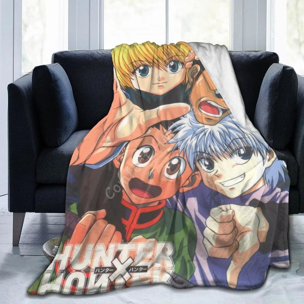 Hunter X Hunter 3D Print Fluffy Blanket Classic Japanese Anime Custom Blanket Soft Warm Lightweight Teens Kids Throw Blanket