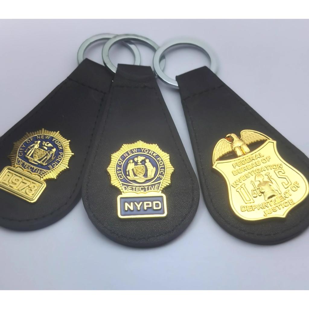 USA New York NYPD FBI FBI Metall Läder Kohud Nyckelring