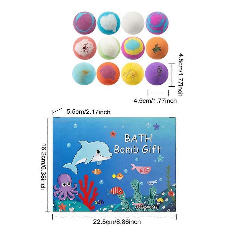 Bath Fizzy Bombs for Kids with Surprise Toys Inside 12 Piece Ocean Themed Natural Organic Bath Bomb Set