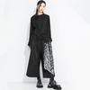 Tops casual larghi vintage neri a manica lunga asimmetrici da donna per primavera autunno t-shirt