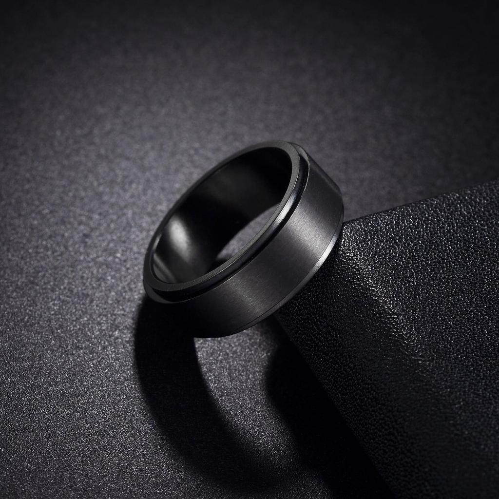 Simple 8mm Anxiety Fidget Spinner Rings for Men Women Cool Stainless Steel Spinning Rotatable Rings Anti Stress Wedding Jewelry