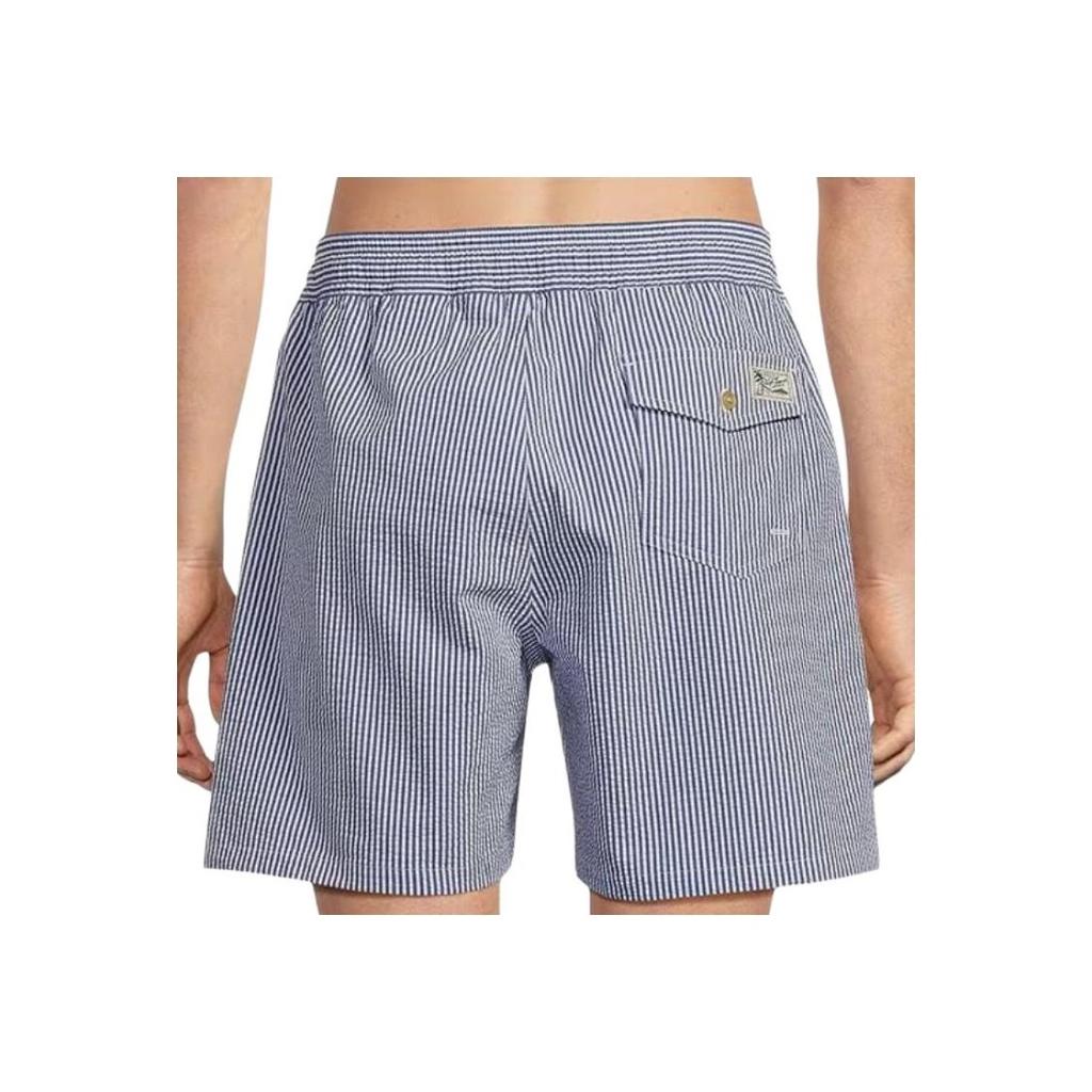 Polo Ralph Lauren SS24 Logo Embroidered Striped Elastic Waist Beach Shorts Men Shorts Blue 710905990-001