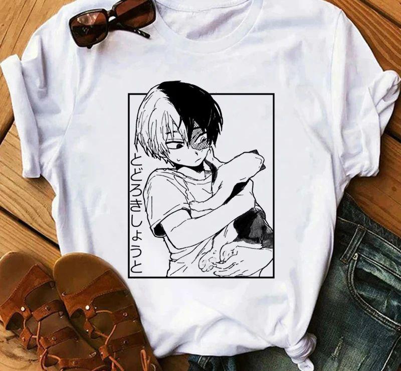 Japanese Anime My Hero Academia Graphic Fun Print T Shirt Fashion Women Retro Cotton T-shirt  Summer Loose Y2K Top T-Shirt