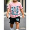 Number 67 Astronaut Fun Printed 11 Colors Kids T-shirt and Shorts 2 Piece Set Summer Home Outdoor Casual Outfit Boy and Girl's Sports Set