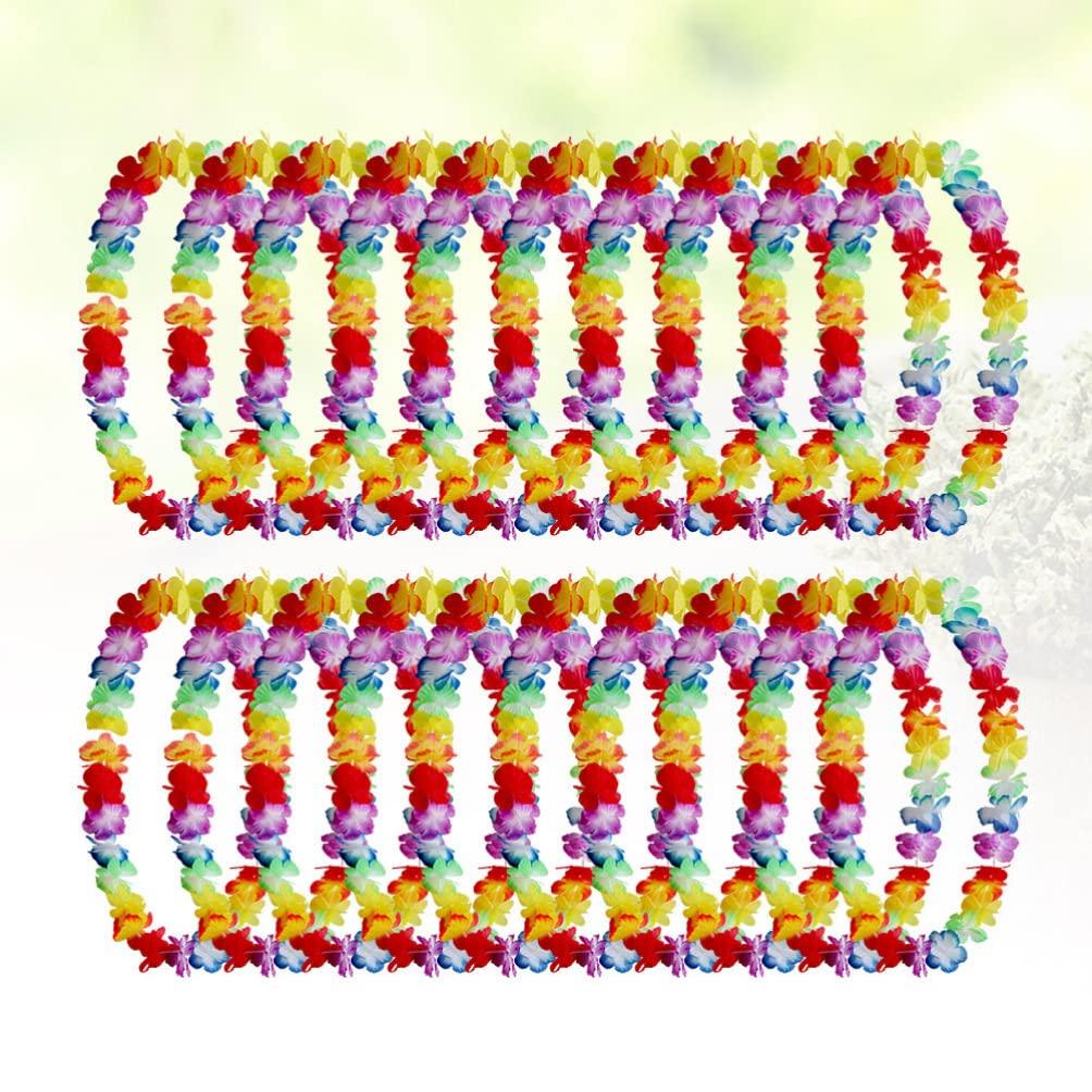 LIOOBO 20pcs Hawaiian Lei Flower Lei Garland Lei Hawaiian Lei Necklace Hibiscus Lei Hula Dance Hair Accessory Garland Party Photo Prop Colorful