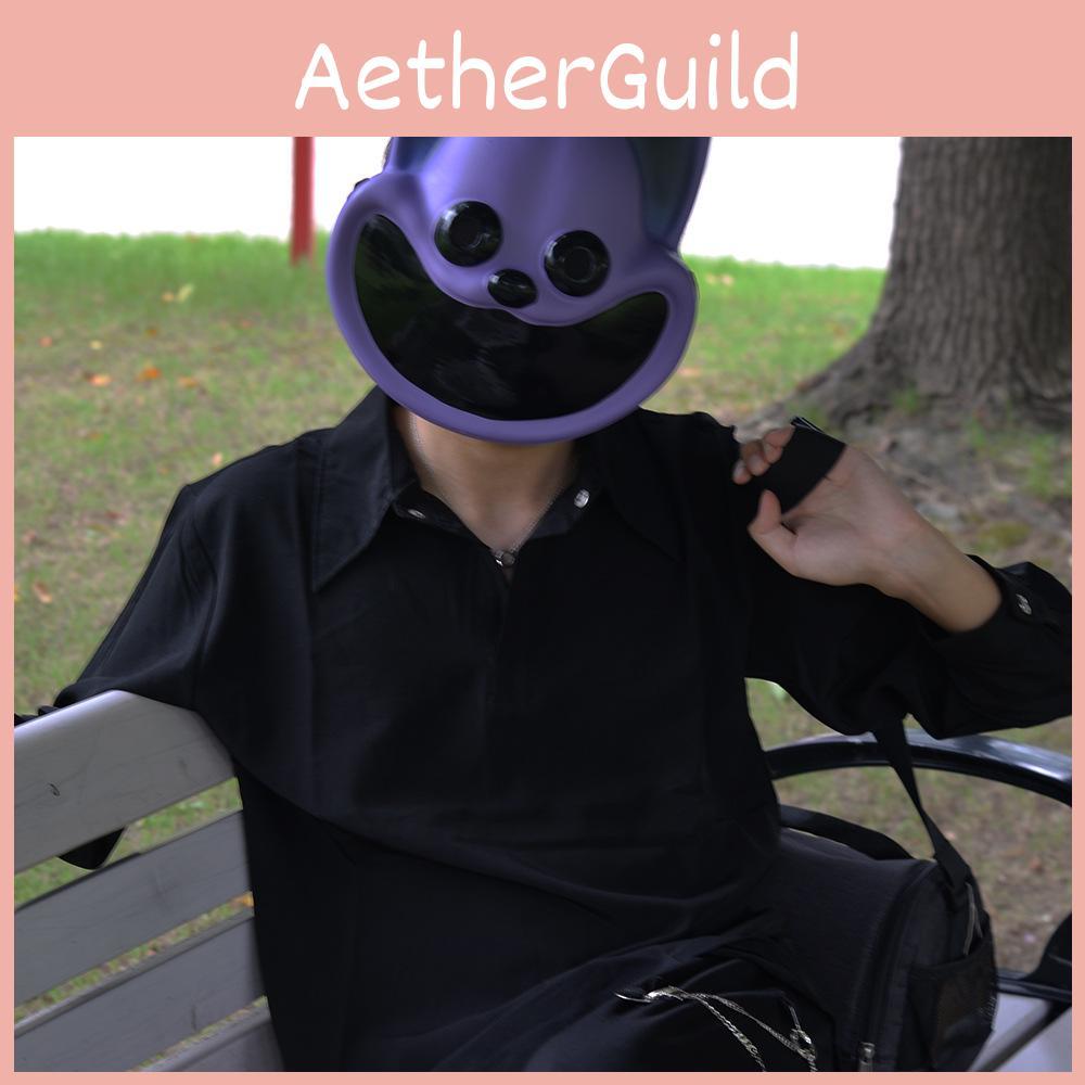 יצורים חמודים מחייכים Poppy Playtime מסכת חתול סגולה Napcat צעצוע קטיפה ממולא