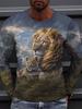 T-shirt a maniche lunghe con stampa 3D di tigre Primavera e Autunno Top casual quotidiano da uomo Moda urbana di strada T-shirt a maniche lunghe