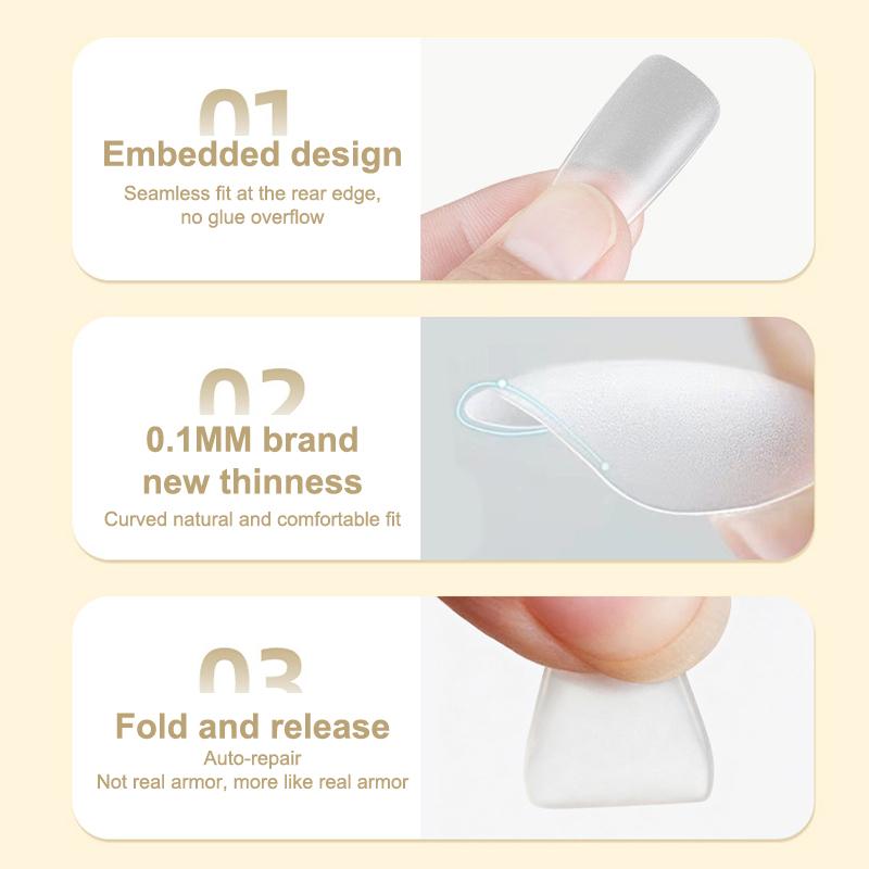 100Pcs/Box Matte Fake Nails No Polishing Press On False Nails Medium Short Design High Matt Soft Gel Nail Tips For Extension