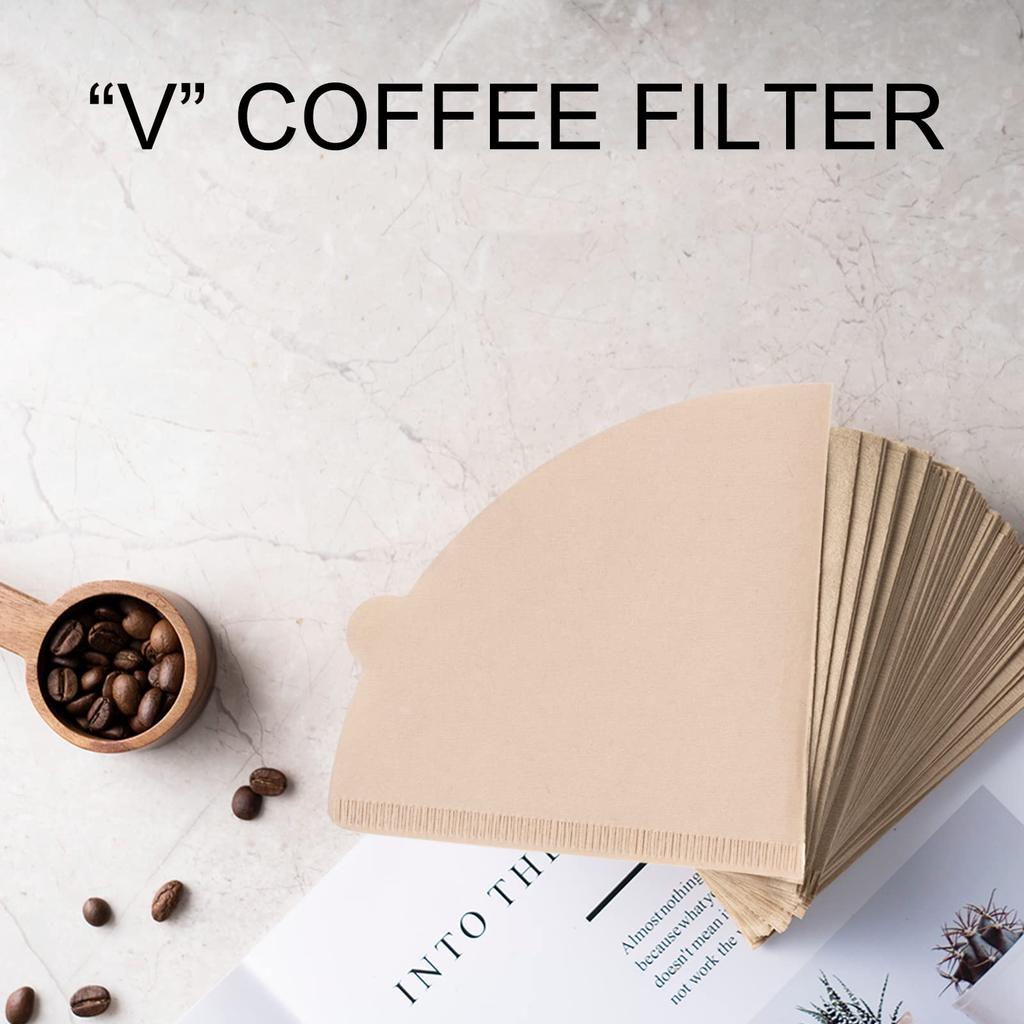 Coffee Filter Paper, 100 Sheets, Cone-Shaped, for Coffee Makers, Commercial and Home Use (V02 Filter Paper, 100 Sheets)