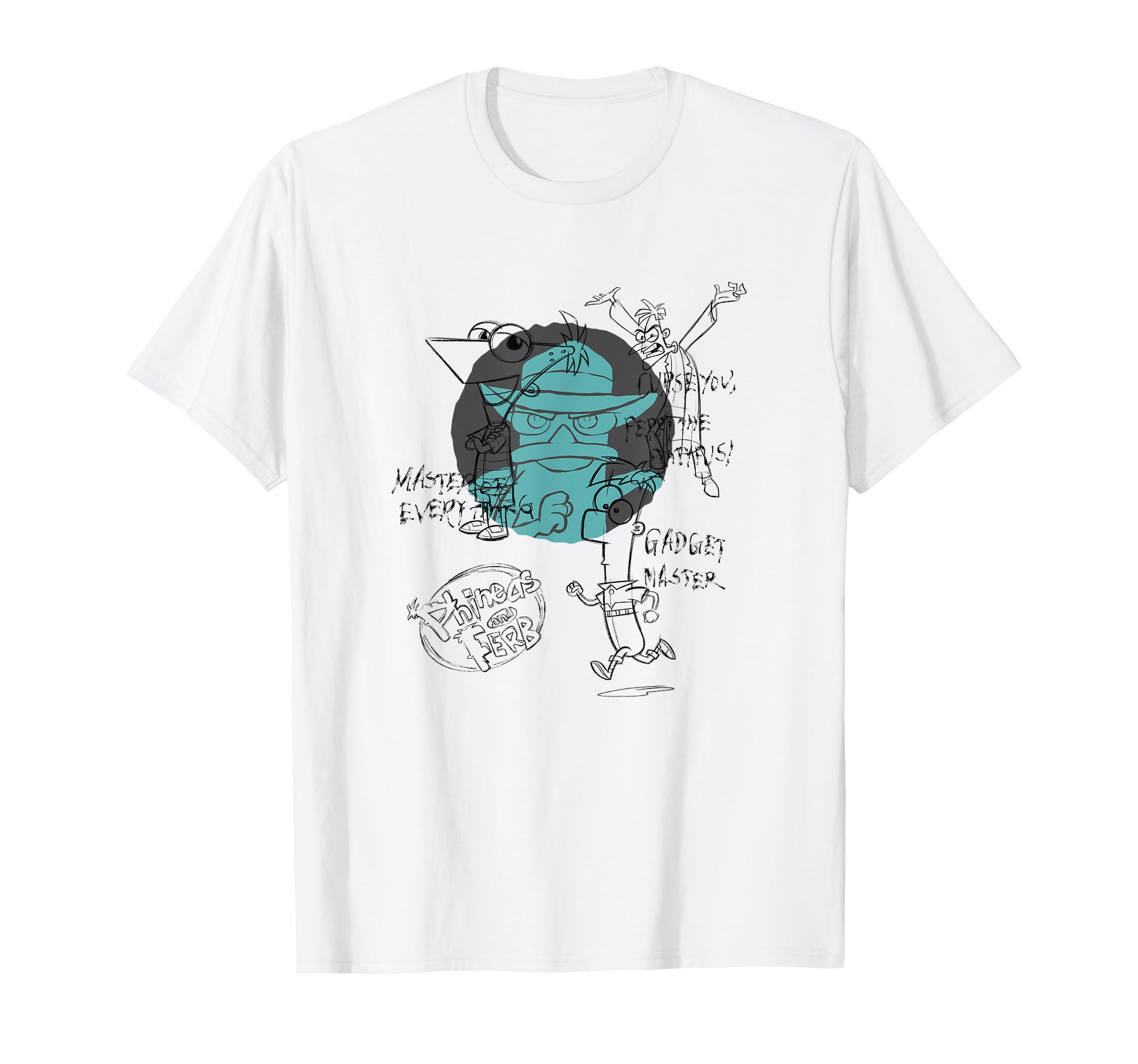 

Disney Phineas and Ferb Main Character Outlines Group Shot T-Shirt