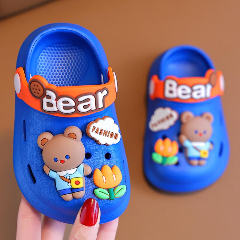 Children's cool slippers summer non-slip soft sole indoor infant baby boys and girls bag head hole shoes bag heel