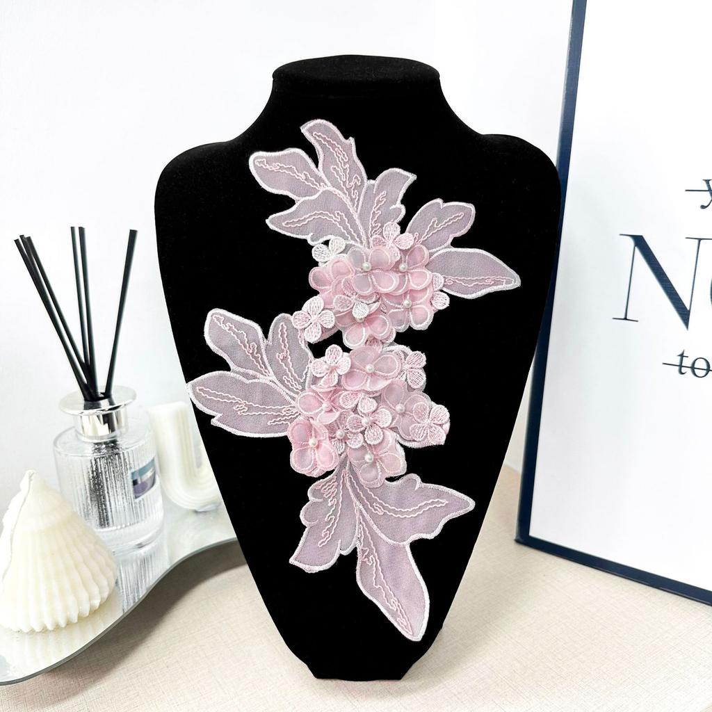 Lace Multi-Layer Hydrangea Beads Three-Dimensional Embroidery Flower Dress Dress Shirt Flower Sticker Cloth Sticker Accessories