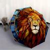 1pc Lion Stained_Glass Automatic Folding Umbrella, 8-Rib Sturdy Canopy, Portable Travel Umbrella for Outdoor Use
