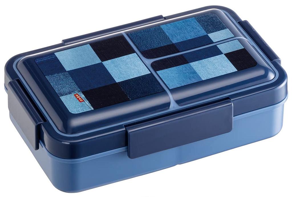 Skater Men's Lunch Box, Leak-Proof, Fluffy Packing, Single Layer, Large Capacity 850ml, Integrated Gasket, 4-Point Lock, Denim PALT9AG-A