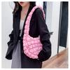 Japanese and Korean Fold Cloud Purse Niche Design Oneshoulder Bubble Bag Pink Plaid Dumpling Bag Nylon Cloth Bag Women