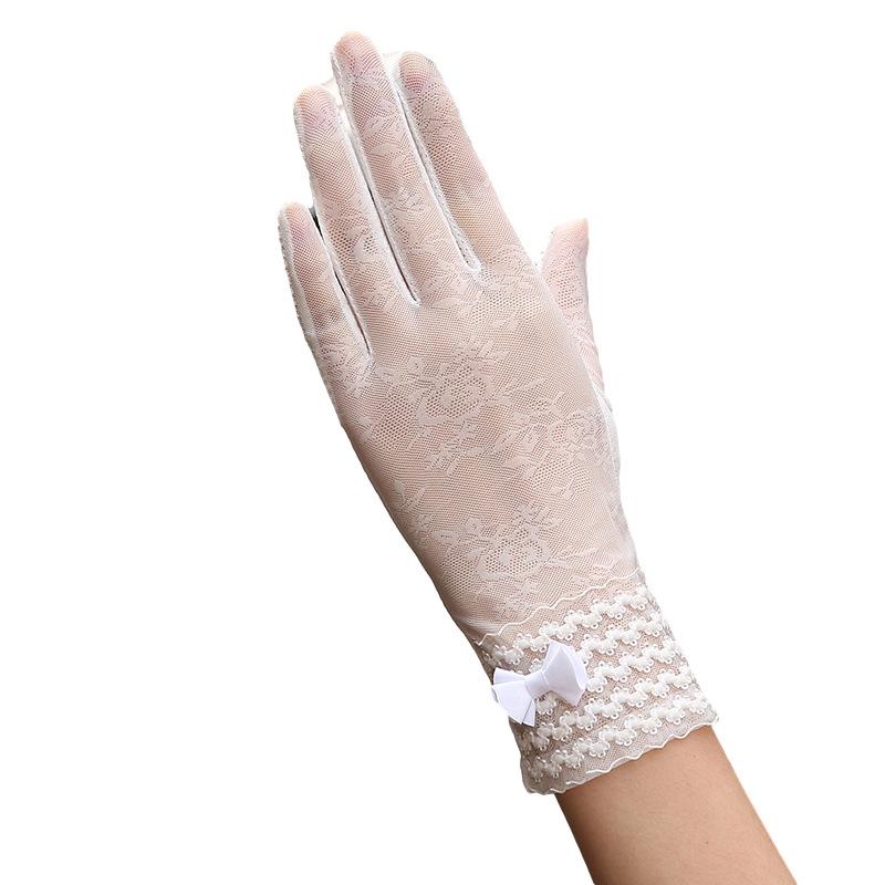 Spring and Summer Women's Sun Protection Gloves Lace Flowers Lightweight Driving Breathable Outdoor Sunshade Cycling Touch Screen Gloves