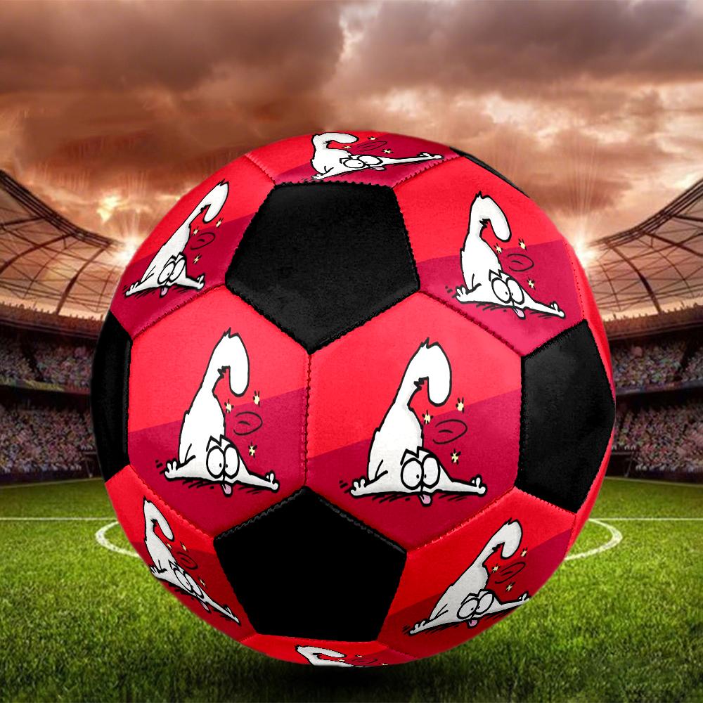 Simon's Cat Cute Cartoon Indoor Soccer Ball Colorful Machine Stitched PVC Size 5 Team Training Competition Ready Durable High-Bounce Cool Sports Gift