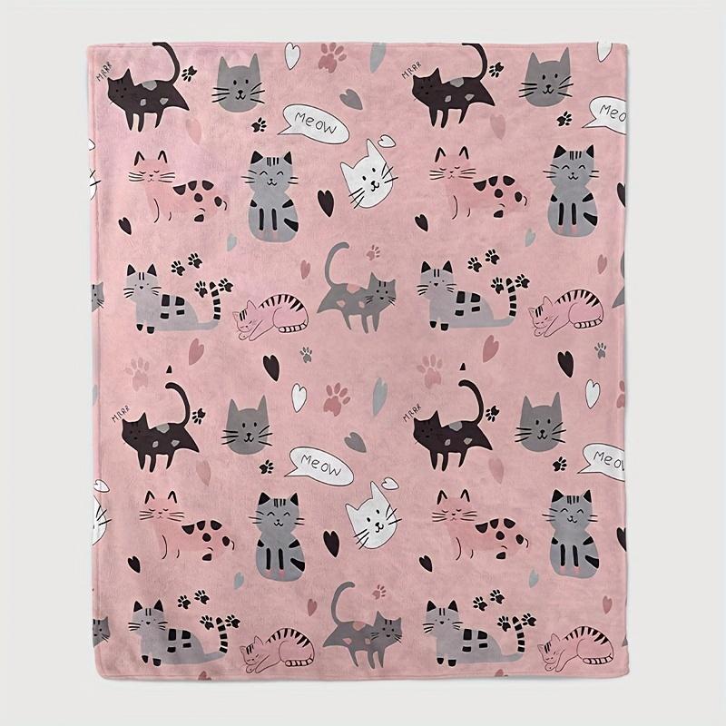 

CatThemed Flannel Throw Blanket AllSeason Cozy Couch Bed Camping Travel Gift 75x100cm (30x40inch)