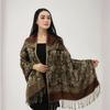 Muslim Classics Paisley Printed Fashion Cashew Ethnic Jacquard Hijab Scarf Long Shawl With Tassels Thicker Turban 170*70Cm