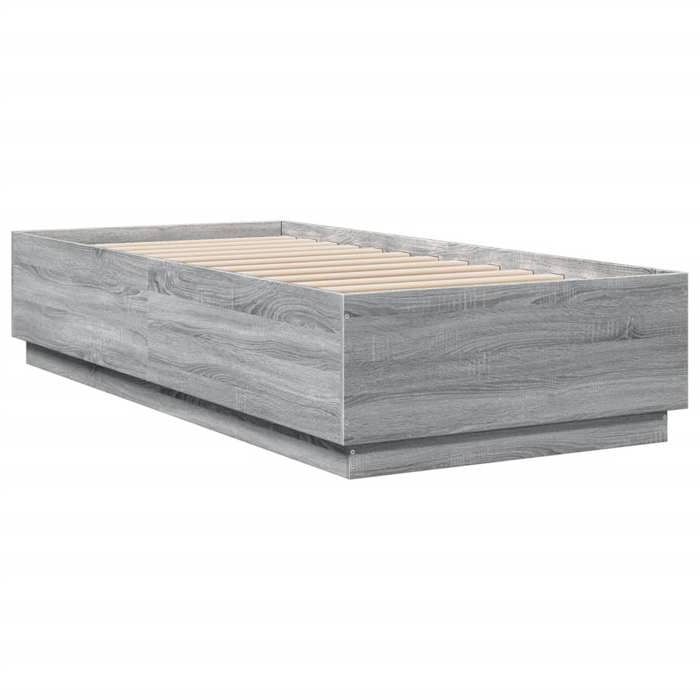 VidaXL Bed Frames, Single Bed with Slat Base, Adult Bed, Bedroom Furniture, Modern, Sonoma Grey 90x200 3209728