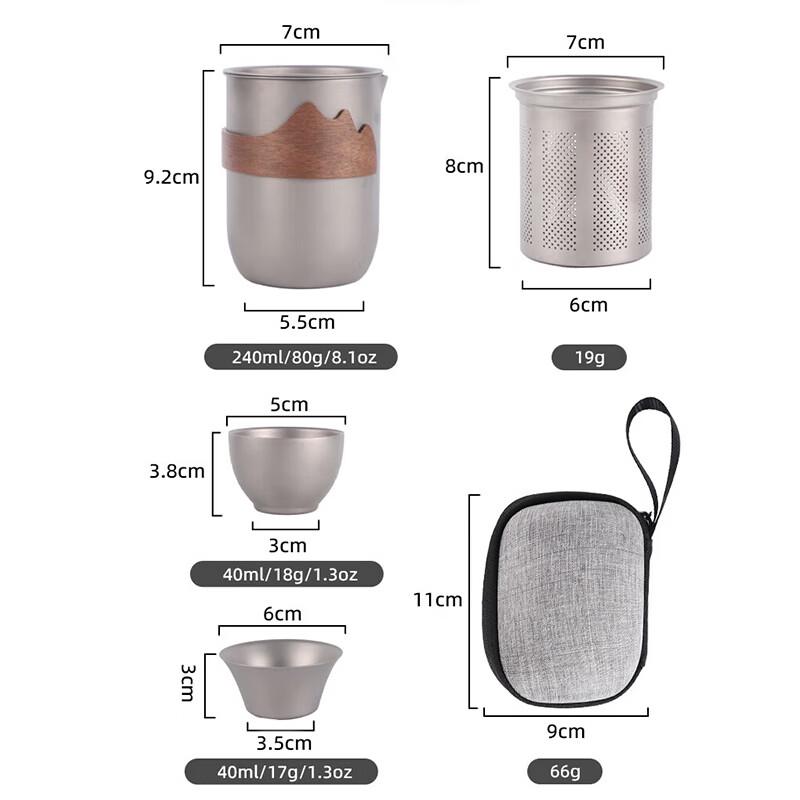 ZHOUYUEHENGSHENG Pure Titanium Portable Kung Fu Tea Set