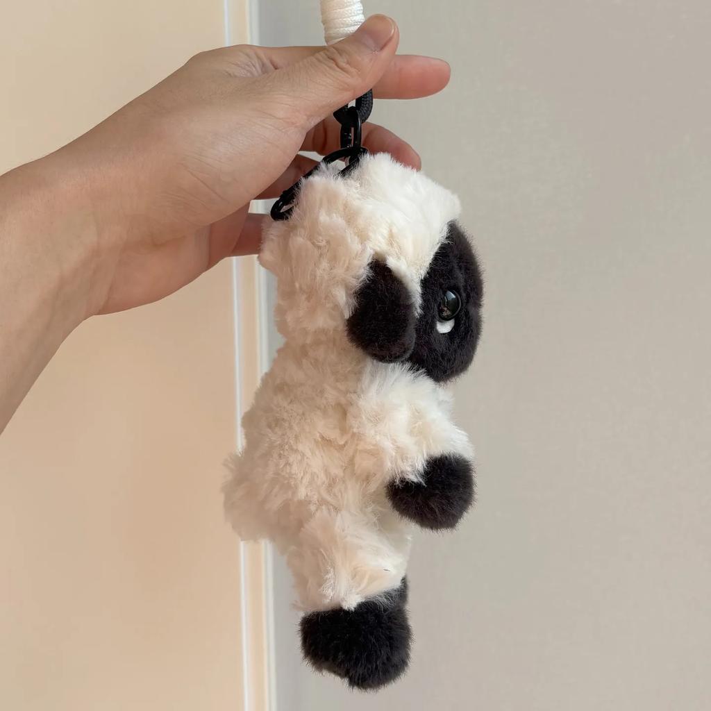 Cute Valais Blacknose Sheep Plush Keychain Soft Stuffed Animal Bag Charm Kawaii Black Face Lamb Plushie for Backpack Decor Girls