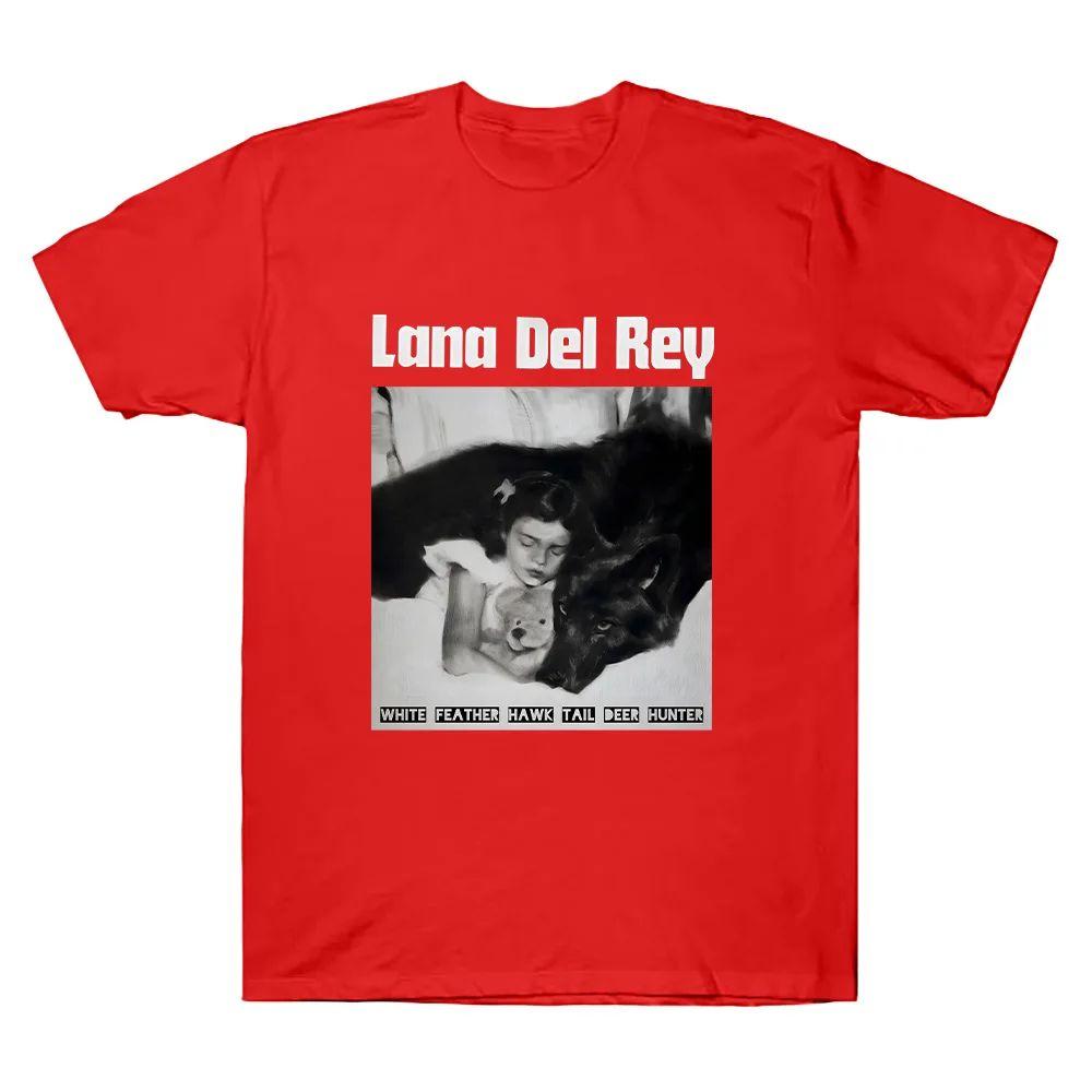 Weißes Feder-Falken-Schwanz-Hirschjäger Lana Del Rey T-Shirt Geschenk Lässig Locker Streetwear Hohe Qualität Baumwolle T-Shirts Unisex