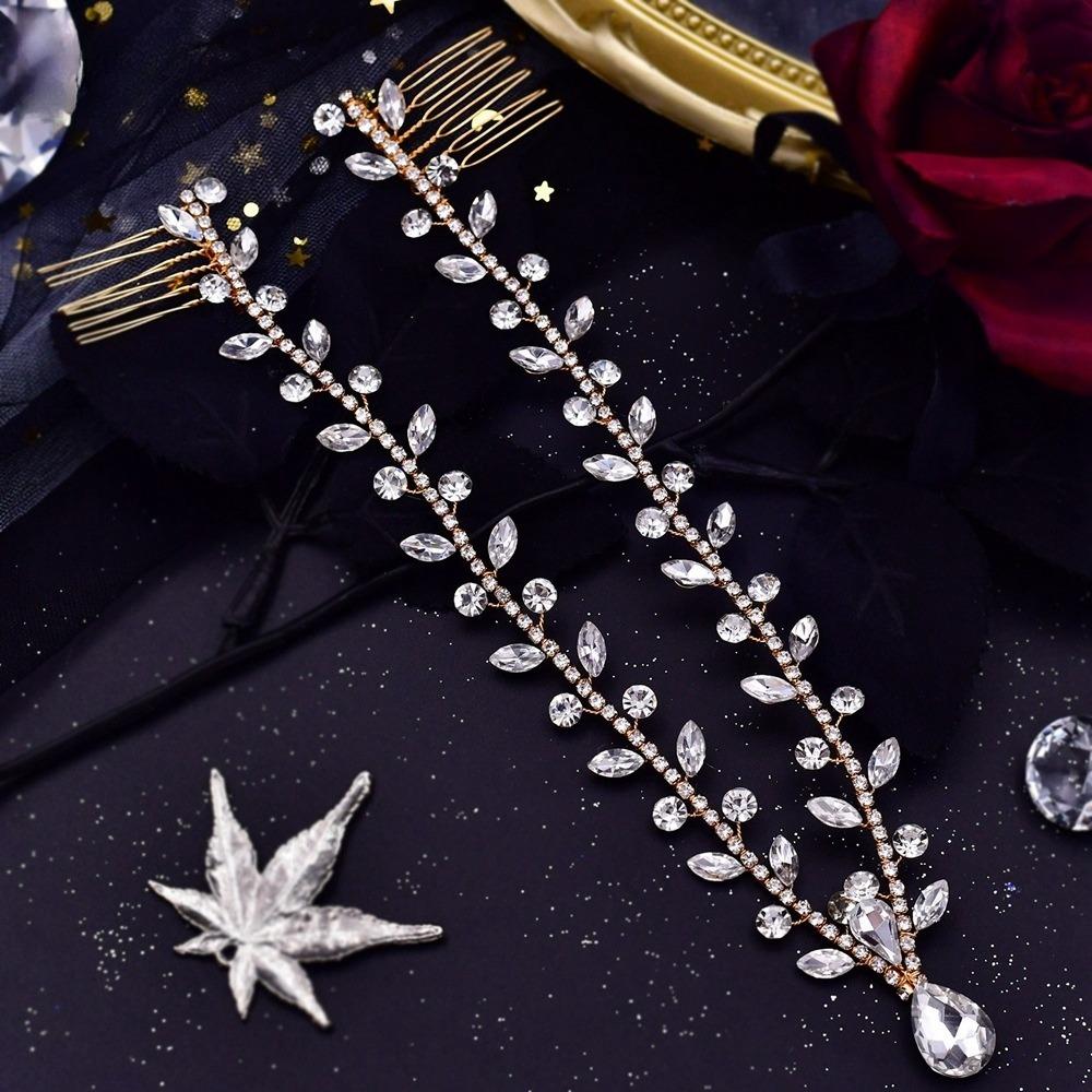 Crystal Rhinestone Frontlet Water Drop Bridal Wedding Hair Ornament Hair Jewelry