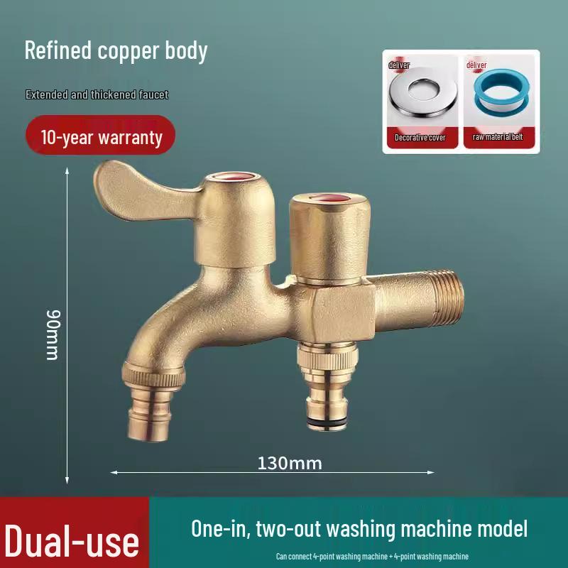 All-Copper Slow/Fast Open 4-Point Cold Water Bathroom Faucet